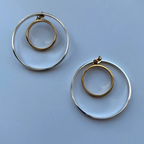 Jenny Bird Two-Tone Gold and Silver Double Hoop Earrings - Picture 3 of 5